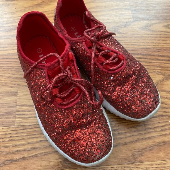 Red glitter sneakers size 1 ❣️ - Picture 3 of 5